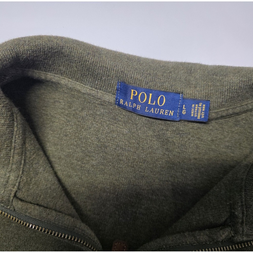 Polo Ralph Lauren Mens Size L Green Long‎ Sleeve 1/4 Zip Pullover Shirt